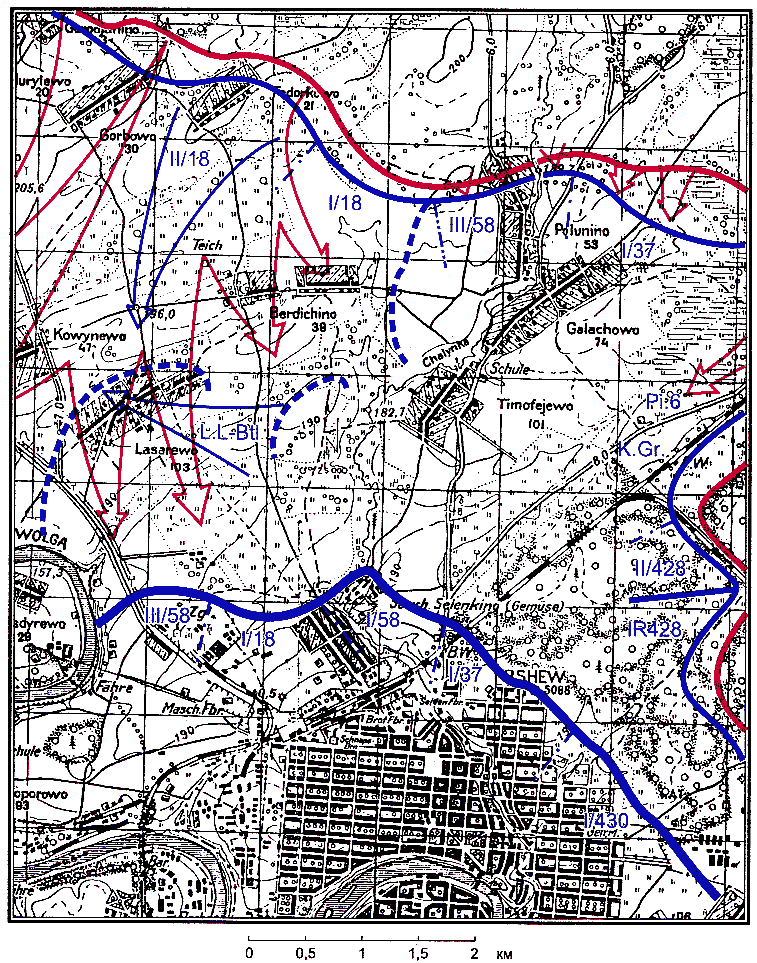 The map depicts the front line